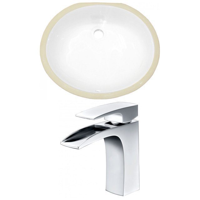 19.5-in. W CUPC Oval Bathroom Undermount Sink Set In White - Chrome Hardware AI-22923