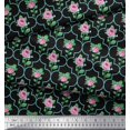 thumbnail image 2 of Soimoi Tissu en Viscose Chiffon Design Quatrefoil, Feuilles & Roses Imprimé Floral 1 Yard 42 Pouces de Large, 2 of 3