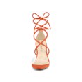 thumbnail image 2 of BLISSFUL STEP Sandales à Talon Bloc à Lacets pour Femme à Bride Transparente Orange (Taille 7,5), 2 of 8