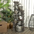 thumbnail image 2 of Outsunny Faucet & Barrel Outdoor Fountain, LED Lights, Resin Water Fountain, 2 of 10