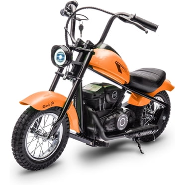 Electric Dirt Bike, 15 Mph & 150lb Max, 24V Ride On Toy for Big Kids w/Led Lights & Power Display, 300W Chain-Driven Motor, Two Speed, Handbrake, Leather Seat, 12" Air-Filled Tires, Orange