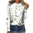 thumbnail image 1 of IROINID Offres Polyester Long Sleeve T-Shirt pour Women Confortable Col Rond en Vrac Tops T-Shirts Chemisier, Vert, 1 of 4