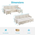 thumbnail image 2 of ZAFLY 103" Pull Out Couch, Sectional Sleeper Sofa Bed with Storage, Corduroy Convertible U Shaped Sofas for Living Room - Beige, 2 of 9