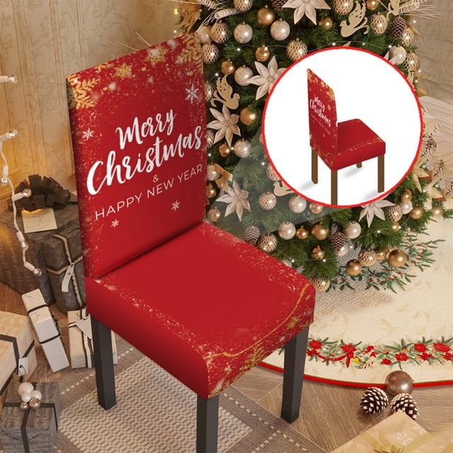 HOZADOIE Decorative Chairs Covers Christmas Dining Room Chair Covers Stretch Chair Slipcovers Protector Washable Kitchen Chair Cover for Dining Room Christmas Decor Holiday Party Chair Cover Red