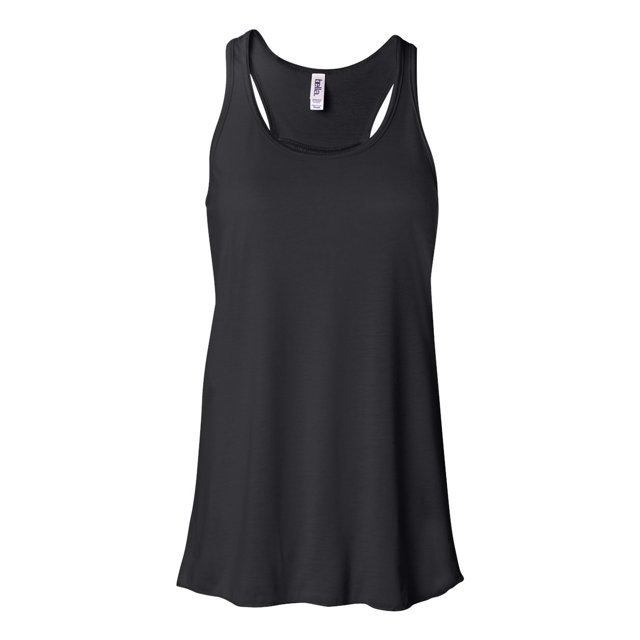 Bella Ladies Flowy Racerback Tank, L, Black