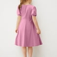 thumbnail image 4 of RXIRUCGD 2025 Vêtements d'Été pour Enfants Filles Robe d'Été Couleur Unie Col Rond Manches Courtes Robe Décontractée et Confortable pour Adultes, 4 of 6