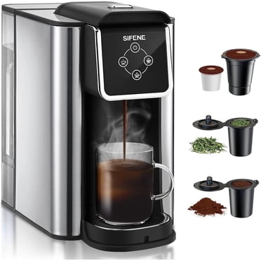 SIFENE 3 in 1 Single Serve Coffee Maker: Coffee Machine Compatible with K Cup Capsules & Grounds, Instant Coffee Pot, Tea Maker Brewer - Removable 50 Oz Water Reservoir, 120V 1150W, Black