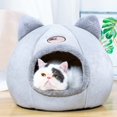 thumbnail image 4 of Cat Nest Cat Head Design Non-Slip Fabric Stuffed Kitty Cave for Outdoor, 4 of 10