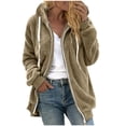 thumbnail image 1 of Qertyioot Mode Pull à Fermeture Éclair Col en V Manches Longues Blouse à Capuche Chandail en Molleton, 1 of 6