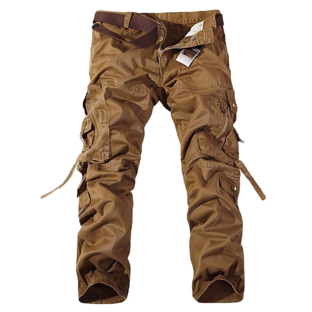 Cameland Men's Overalls Button Zipper Straight Leg Pants Multi-Pocket Pleated Design Overalls Casual Loose Pants