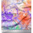 thumbnail image 1 of Soimoi Orange Rayon Crepe Fabric Flower Watercolor Print Sewing Fabric Yard 46 Inch Wide, 1 of 3