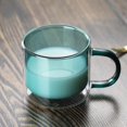 thumbnail image 3 of Promotion!Verres Transparents Double Paroi Tasse à Café Vaisselle avec Poignée pour Vin Thé Ou Cappuccino Vert, 3 of 11