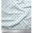 thumbnail image 1 of Soimoi Blue Georgette Viscose Fabric Pecan Leaves Printed Craft Fabric by the Yard 42 Inch Wide, 1 of 3