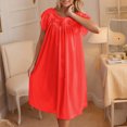 thumbnail image 4 of Sakmal Moomoo Rafraîchissant Nuisette pour Femmes Rouge Longueur Genou Mignonne Chemise de Nuit Florale à Manches Courtes pour Femmes, 4 of 9