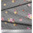 thumbnail image 3 of Soimoi Gray polyester Crepe Fabric Leaves,Small Circle & Floral Decor Fabric Printed BTY 42 Inch Wide, 3 of 3