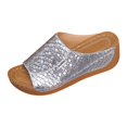 thumbnail image 2 of IUJSOY Womens Sandals Comfortable Platform Wedge Sandals Retro Pattern Slip on Summer Slippers, 2 of 9