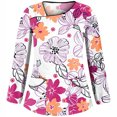 thumbnail image 4 of Pompotops Hauts à Col en V pour Femmes, Uniforme de Travail, T-Shirt Imprimé à Manches Longues avec Poches, 4 of 6