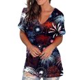 thumbnail image 2 of Débardeurs d'Été Grande Taille pour Femmes Col Ras du Cou T-Shirts Imprimés Manches Courtes T-Shirt Blouse Hauts Amples T-Shirt Col en V Femmes en Liquidation, 2 of 5