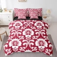 thumbnail image 1 of YST Vintage Floral Comforter Set Queen 7 Piece Antique Baroque Damask Bedding Set Red White Flowers Bed In A Bag With Sheets European Classical Stylish Reversible Bed Set, 1 of 5