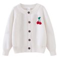 thumbnail image 2 of Zwiiyzr Girls Sweaters Kids Open Front Button Down Long Sleeve Knit Cardigans Sweater Cardigan Jacket 2-8Y White, 2 of 3