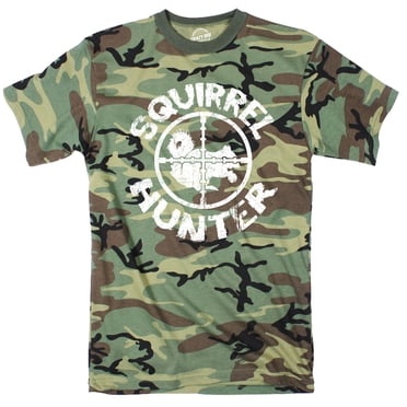 Mens Squirrel Hunter Funny Animal Hunting Season Shooting Camouflage T shirt (Camo) - M