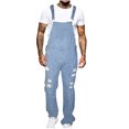 thumbnail image 2 of cllios Deals 2024 Bib Overalls for Men Denim Regular Fit Outdoor Work Washed Jeans Jumpsuits Stylish Pocket Ripped Overalls, 2 of 8