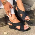 thumbnail image 1 of LSLJS Sandales Compensées pour Femmes, Chaussures d'Été pour Dames à Talon Compensé Rétro Ajourées Sandales Décontractées pour Femmes, 1 of 4