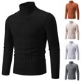 thumbnail image 1 of Xcmzpl Men Turtleneck Sweater Long Sleeve Cable Knit Sweaters Slim Fit Mock Neck Twisted Pullover Solid Fall Sweater Tops, 1 of 6