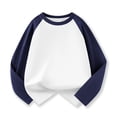 thumbnail image 2 of Chandail pour Filles Bleu Marine à Manches Longues, T-Shirt à Col Rond, T-Shirt en Coton, Mode pour Filles 5-6 Ans, 2 of 3