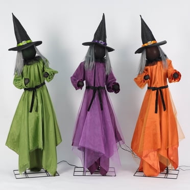 Halloween S/3 Animated Talking Interactive Witches, 68‑Inch Tall Scary Swinging Figurine