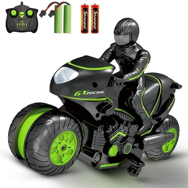 Moto RC Télécommandée Motos Voiture RC Haute Vitesse Voiture Télécommandée 2,4 GHz Rotation 360° Dérive Voiture Cascade Moto pour Enfants de 4 5 6 7 8 Ans et Plus
