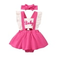 thumbnail image 1 of MIASHUI Girls Fly Sleeve Ruffles Prints Romper Dress with Headbands Bodysuits Clothes,Pink,9-12 Months, 1 of 7