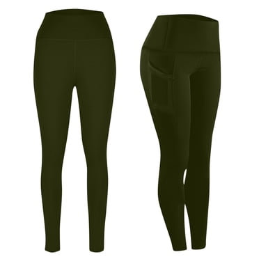 TIMIFIS Blue Women's Yoga Pants with Side Pockets, Leggings for Women Tummys Control, High Waisted Workout Yoga Pants for Women - Spring/Summer