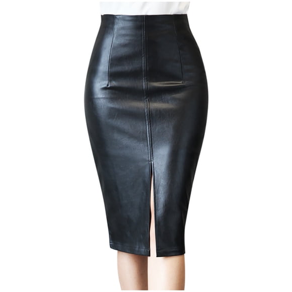 jovati Womens Winter Clothes Womens Pencil Skirt and Winter Leather Slim Bag Hip Skirt Leather Skirt