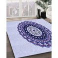 thumbnail image 3 of Ahgly Tapis Rond Lavable en Machine Intérieur Transitionnel Bleu Lavande, 3 Pieds Rond, 3 of 7