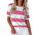 thumbnail image 1 of 2025 Été Nouveau Européen et Chandail à Manches Longues Femme Bordure Rayé Imprimé Col Rond Chandail de Compression pour Femmes Col Court Manches Courtes Décontracté Col Rond Chandails à Manches Longues pour Femmes T-Shirt, 1 of 6