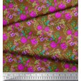 thumbnail image 3 of Soimoi Tissu en Poly Georgette Imprimé Floral Feuilles & Azalée au Mètre 52 Pouces de Large, 3 of 3