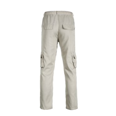Men‘s Cargo Pants Pure Color Slim Fit Zipper Elastic Pocket Breathable Trousers