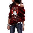 thumbnail image 1 of Chandail en Molleton de Noël Épaules Dénudées Chandail Père Noël Col Rond pour Femme, 1 of 10