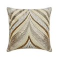 thumbnail image 1 of The HomeCentric Decorative Ivory & Dull Gold Pack of 2, 16"x16" (40x40 cm) Throw Pillows, Jacquard Silk Bead & Embroidery Throw Pillows For Couch, Abstract Pattern Modern Style Easter - Jahan, 1 of 3