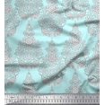thumbnail image 1 of Soimoi Polyester Crepe Fabric Leaves & Floral Block Print Fabric by The Yard 52 Inch Wide, 1 of 3