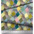 thumbnail image 2 of Soimoi Velvet Fabric Leopard & Argyle Patchwork Decor Fabric Printed Yard 58 Inch Wide, 2 of 3