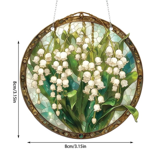 Hanging Plant Stand Colored Glass Style Plant Flower Girl Acrylic Ornament, 3.15in Round Pendant Modern Brief,Hanging Flower Stand Wall Window Decor