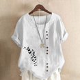 thumbnail image 2 of QATAINLAV T-Shirts à Manches Courtes pour Femmes Mode T-Shirts à Imprimé Papillon Hauts Décontractés Coupe Ample Col Rond Blouse en Lin Tenues d'Été de Plage Hoy Oferta Flash Blanc TTG, 2 of 5