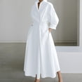thumbnail image 2 of cfhntfmh Robes Décontractées pour Femmes à Manches Longues, Col à Revers, Col en V, Longue Robe Maxi avec Poches, Détente, Robe Formelle Évasée, 2 of 6