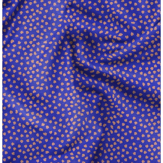 Soimoi Blue Velvet Fabric Shells Ocean Print Sewing Fabric Yard 58 Inch Wide