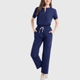 thumbnail image 2 of ZVNAΖH Women's Scrub Set - Notched V-Neck Scrub Top & Straight-Leg Pants, with 5 Pockets, 4-Way Stretch Medical Uniform Set, 2 of 3