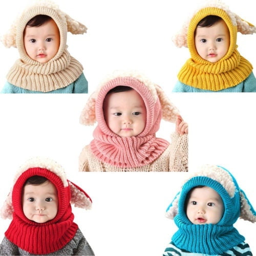 Cute Newborn Kids Baby Boy Girls Winter Warm Pom Bobble Hat Knit Beanie Cap Scarf Set