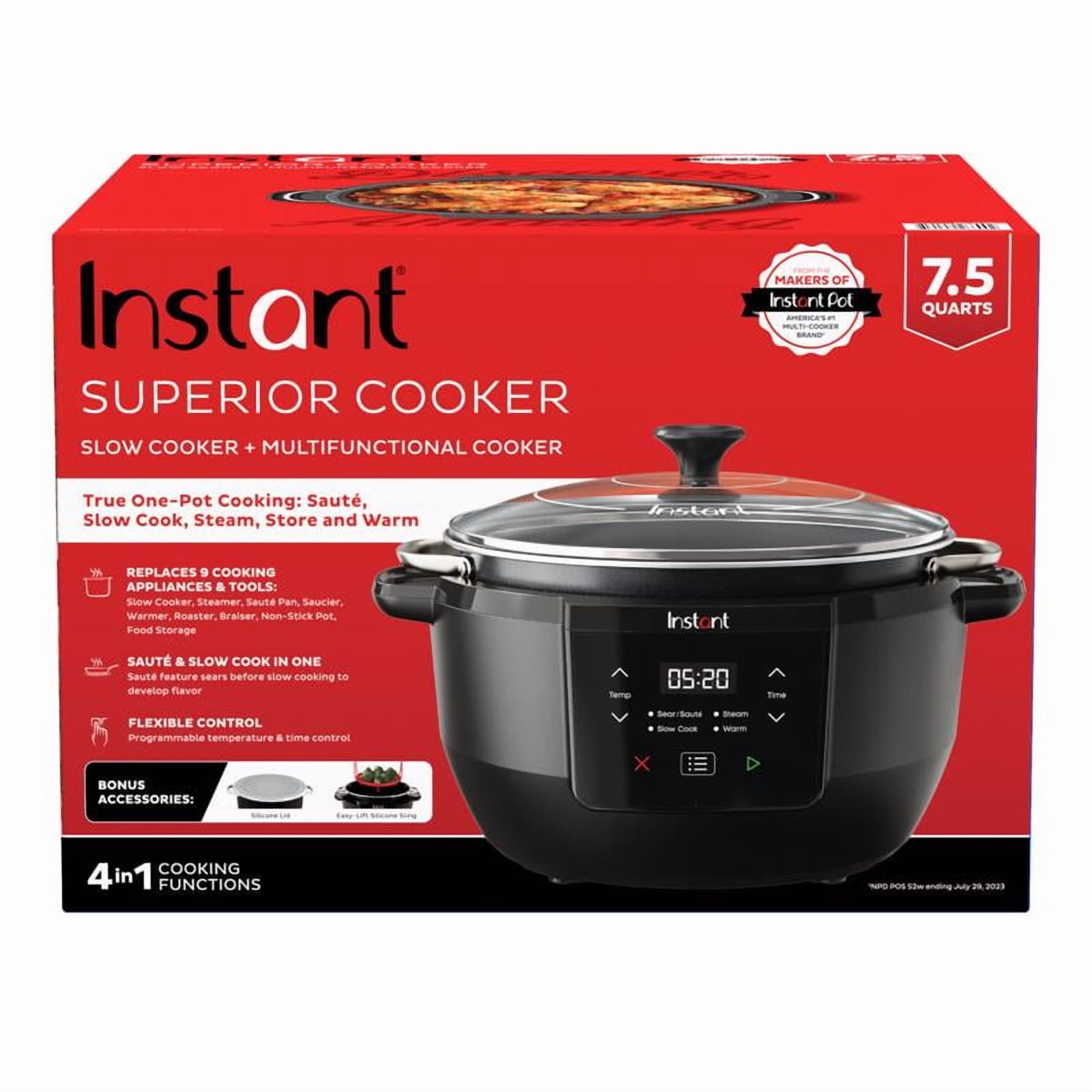 SLOW COOKER BK/SLV 7.5QT(Pack of 1)