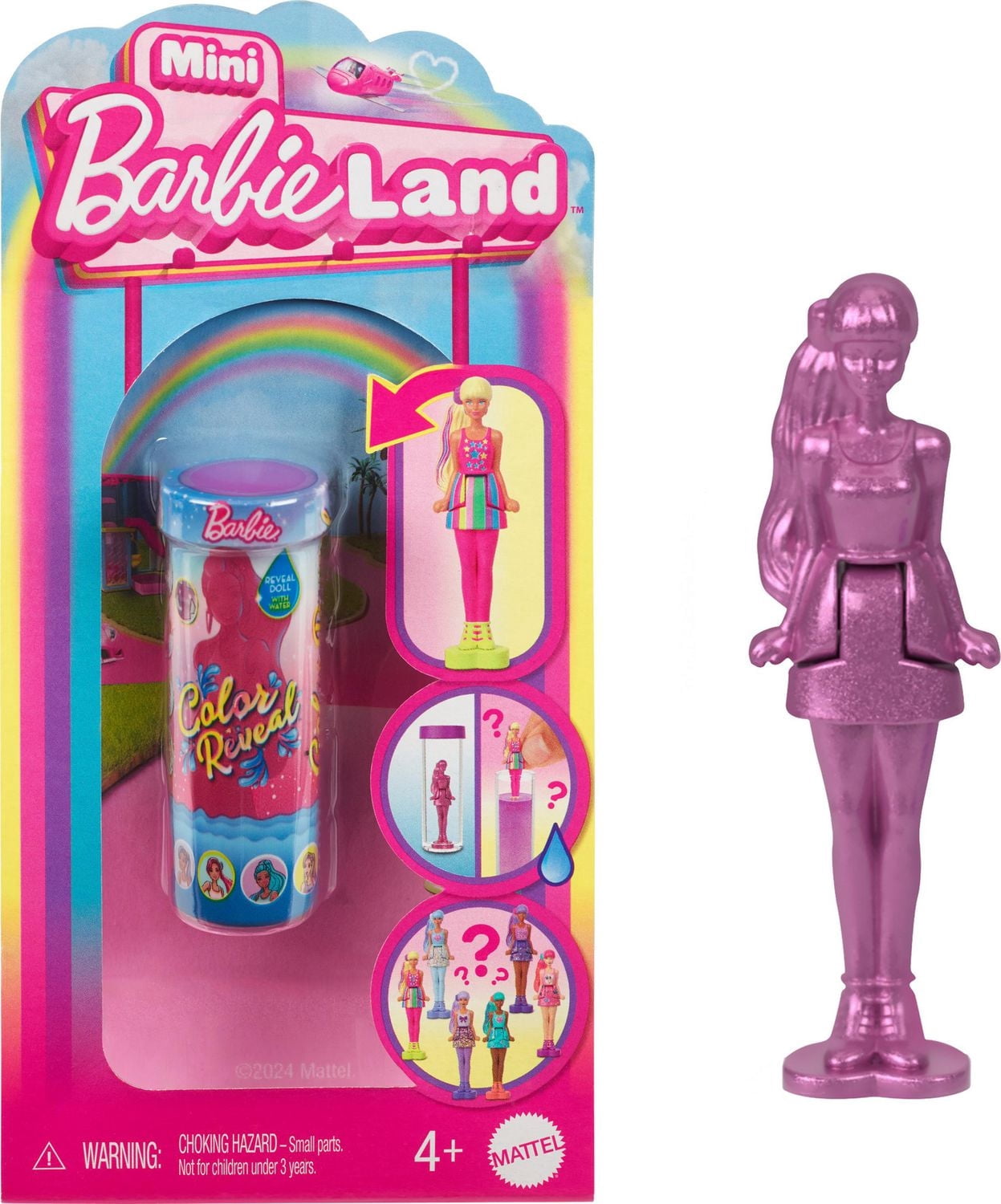 Poupées ​Color Reveal Mini BarbieLand Barbie, poupée de 3,81 cm (1,5 po) avec déballage surprise, révélation avec de l’eau (les styles peuvent varier)